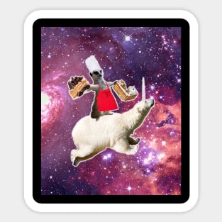 Lemur Riding Bear Unicorn Eating Cake Sticker